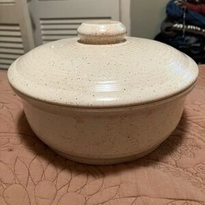 Vintage Churchill Homespun Speckled Stoneware Covered Casserole Dish